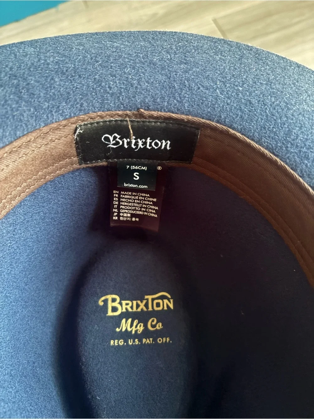 Brixton Blue Wool Fedora with Brown Band